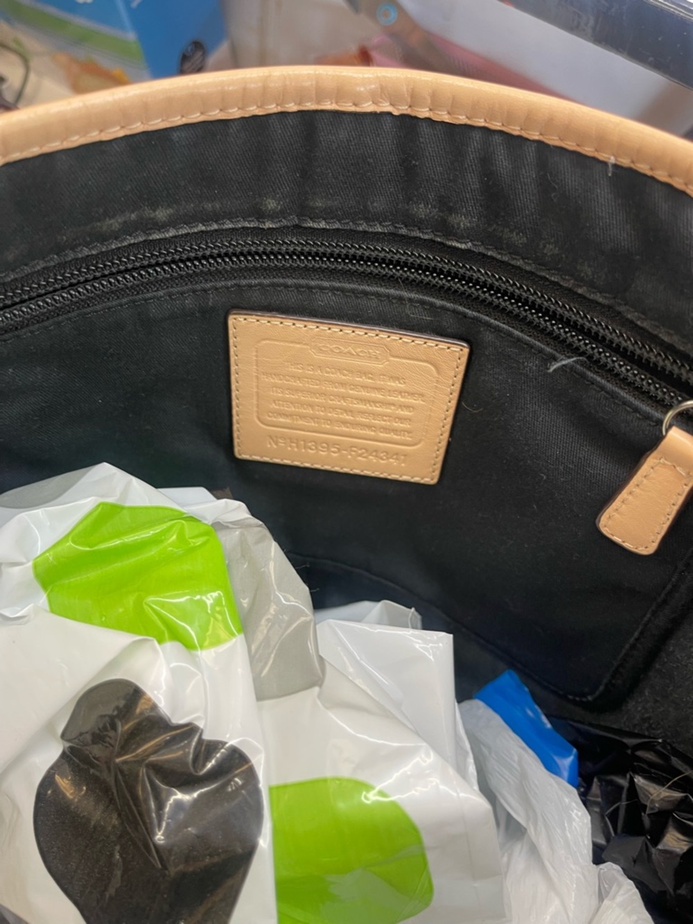 Coach Black Tote with Tan Trim and Straps - Picture 7 of 7